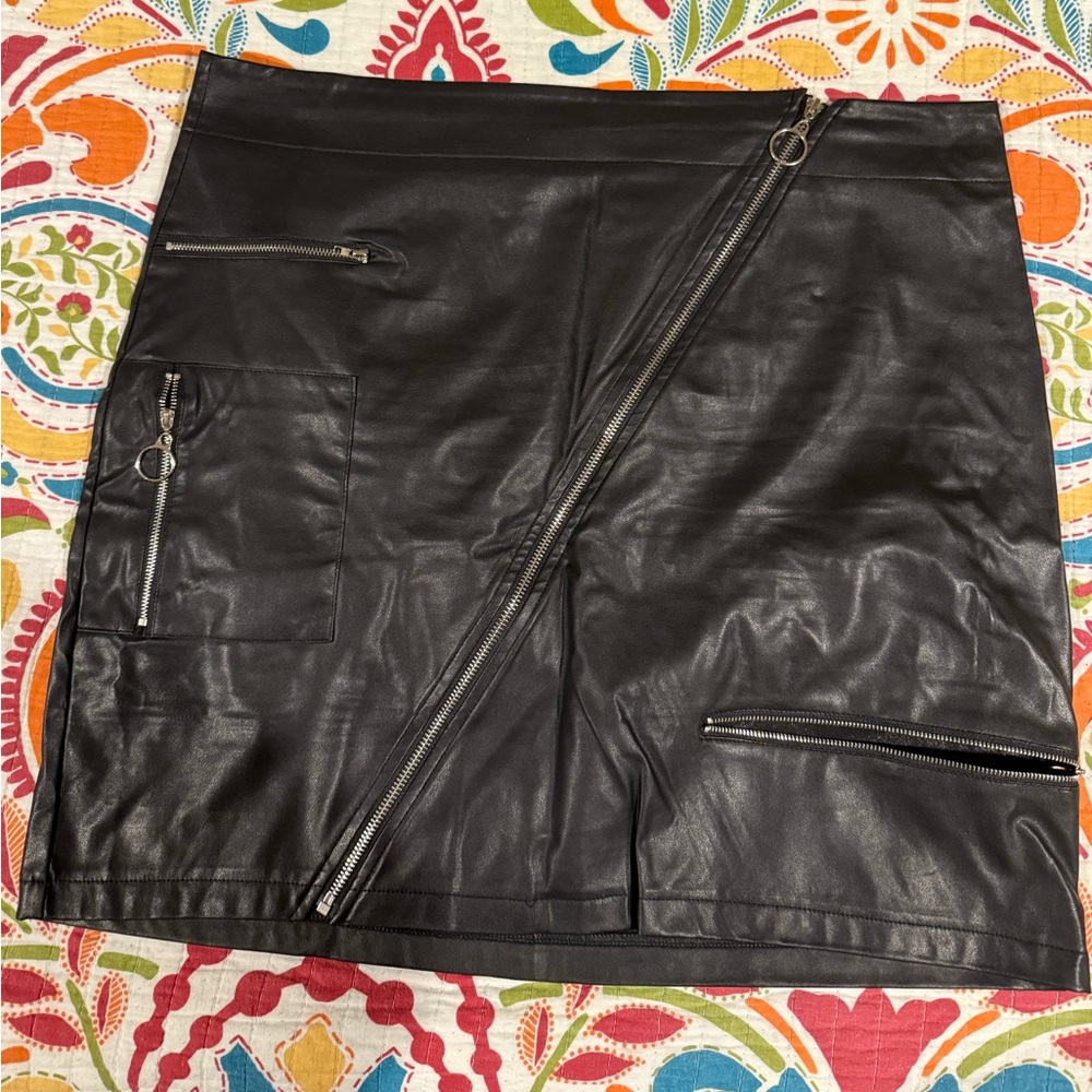 Black FAUX Leather Skirt